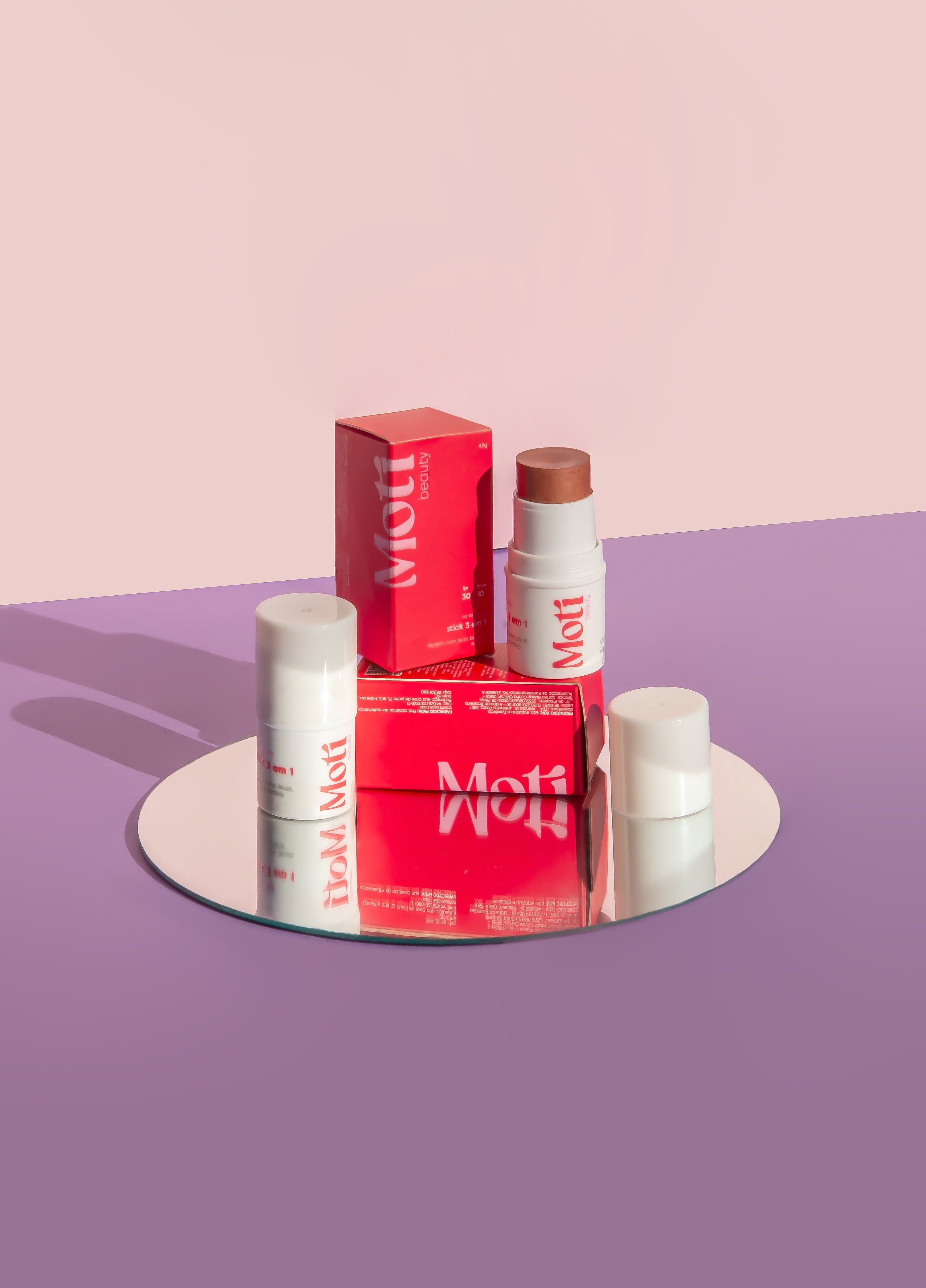 Stick Bastão 3 em 1: Blush, Batom e Sombra - Proteção FPS 30