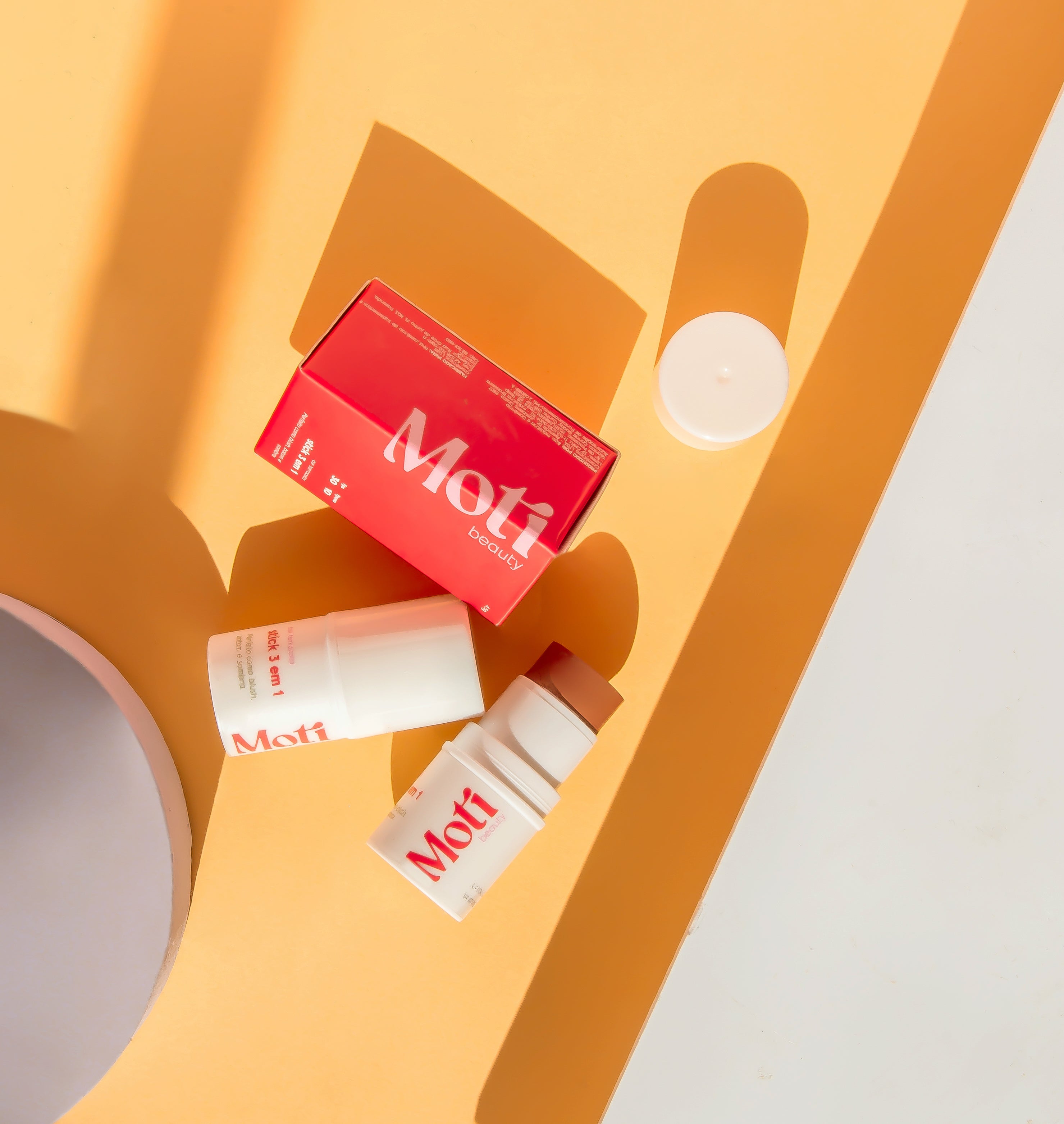 Stick Bastão 3 em 1: Blush, Batom e Sombra - Proteção FPS 30