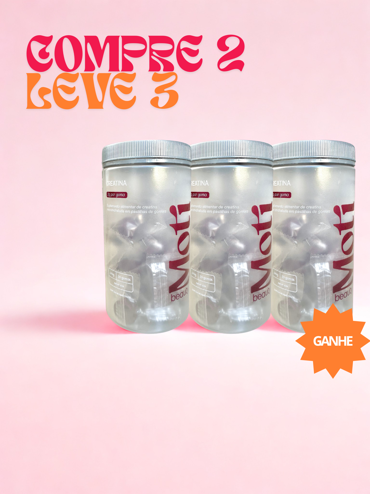 Combo Leve 3, Pague 2 – Creatina em Gomas Moti Beauty
