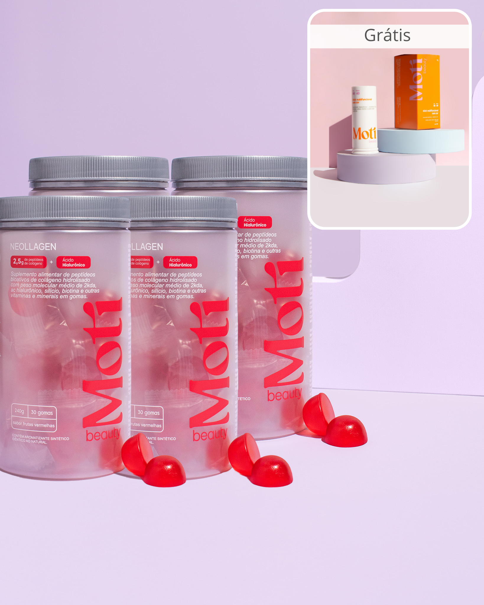 Kit Tratamento Neollagen 120 Dias + Stick Multifuncional Grátis